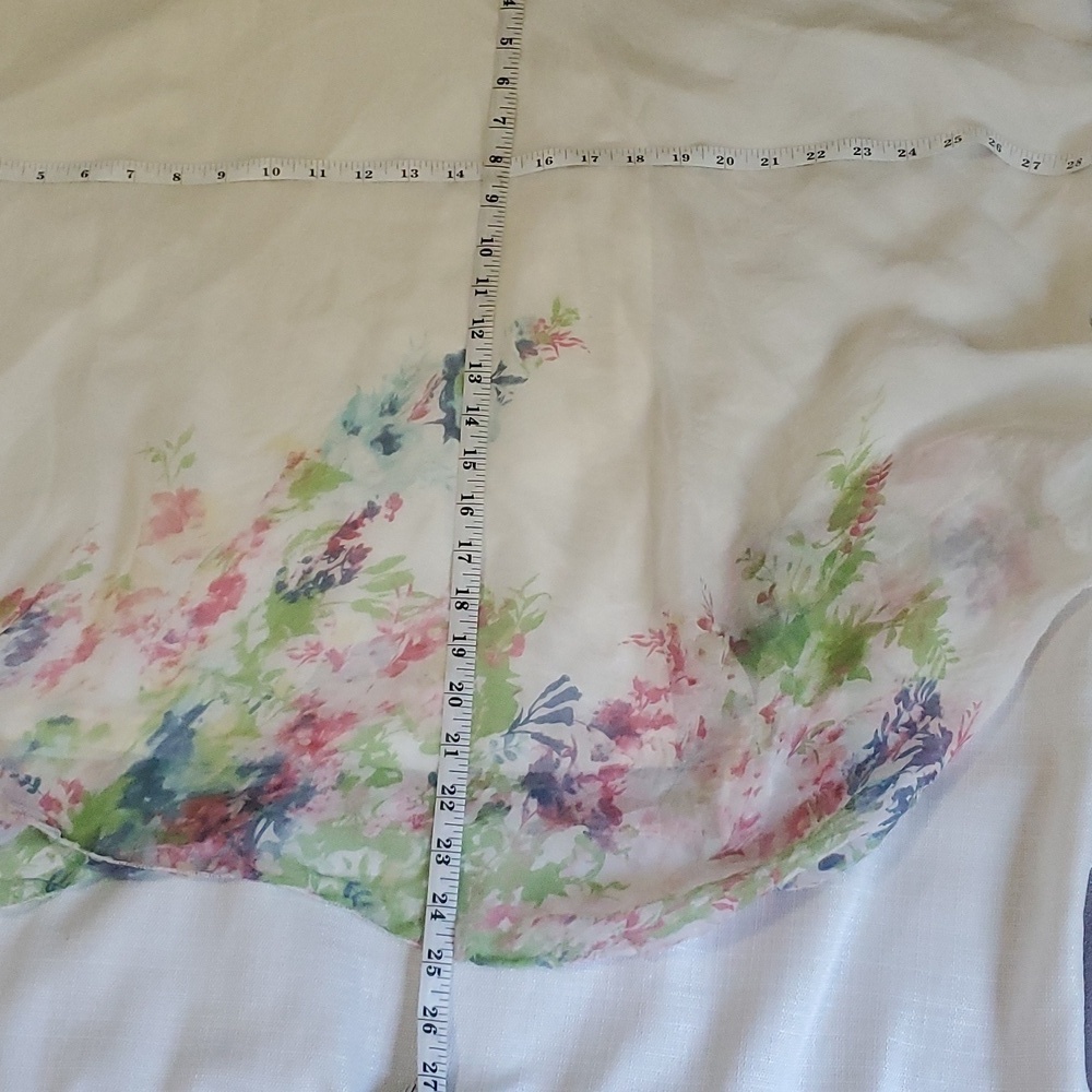 Elena Baldi Ivory Floral Tops 100% Silk Dolman Sleeve blouse size L - Picture 9 of 10
